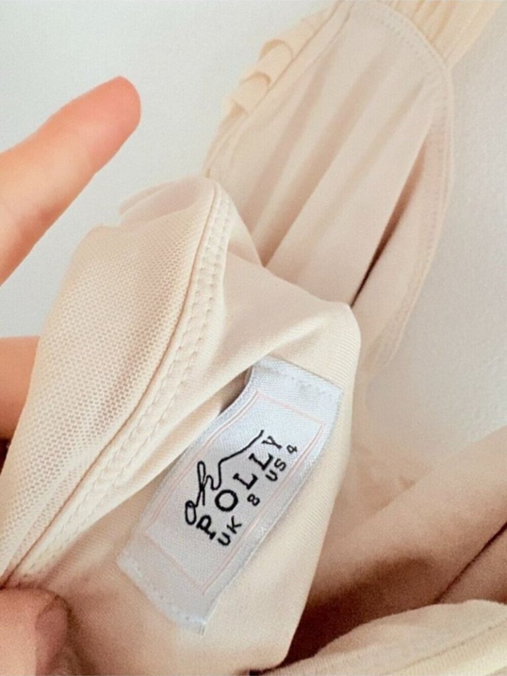 Oh Polly Mesh Not A Love Story Halter Ruched Mini Dress Cream Beige Size 4 - Picture 5 of 6